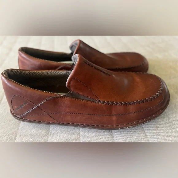 PATAGONIA Sz 13 Pau Walnut Brown Leather Slip-on Loafers Exc Cond Orig$180 Men main image 2